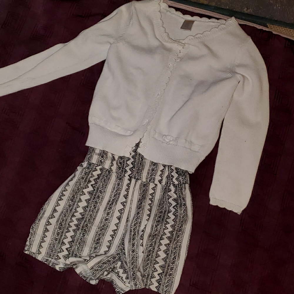 Romper paired with a spring sweater